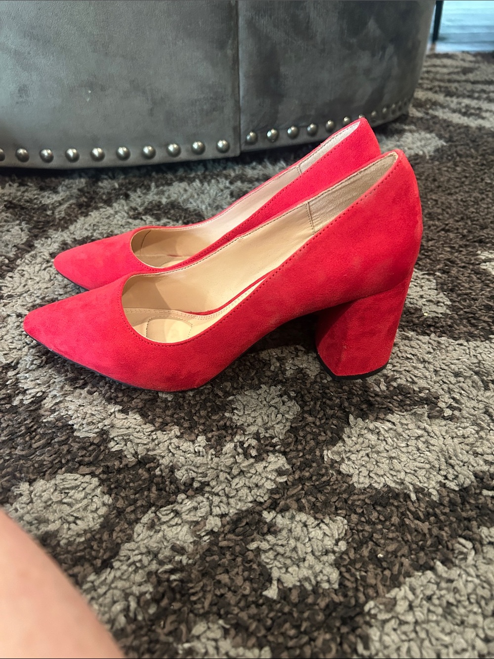 Kelly & Katie Red Pointed-Toe Suede Heels - Picture 2 of 3